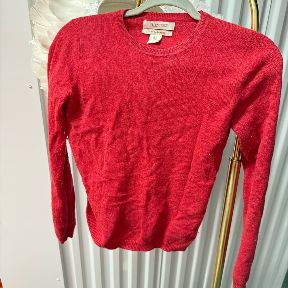 Ellen Tracy pure cashmere Vibrant Red Knit sweater